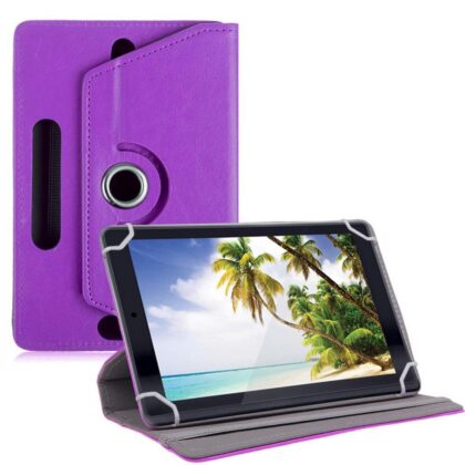 TGK 360 Degree Rotating Leather Rotary Swivel Stand Case Cover for iBall Elan 3×32 10.1 inch Tablet (Purple)