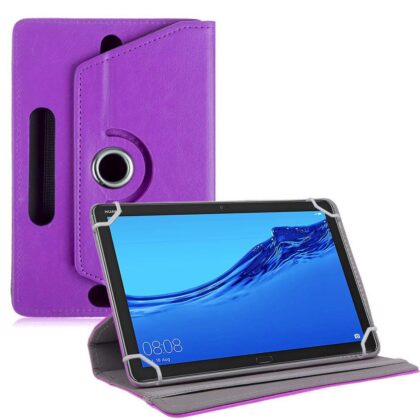 TGK Universal 360 Degree Rotating Leather Rotary Swivel Stand Case Cover for Huawei MediaPad M5 Lite 10-Inch Tablet 2018 Release – Purple