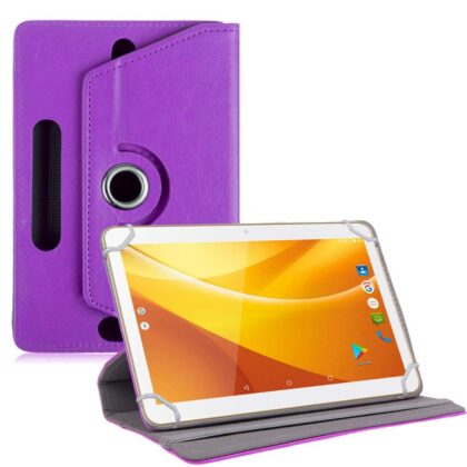 TGK 360 Degree Rotating Leather Rotary Swivel Stand Case Cover for Swipe Slate Pro 10 inch Tablet (Purple)