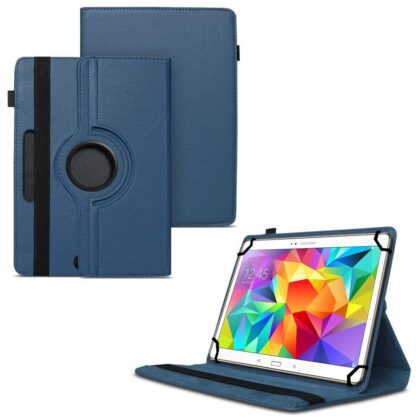 TGK 360 Degree Rotating Universal 3 Camera Hole Leather Stand Case Cover for Samsung Galaxy Tab S 10.5 inch T800, T805, T801 – Dark Blue