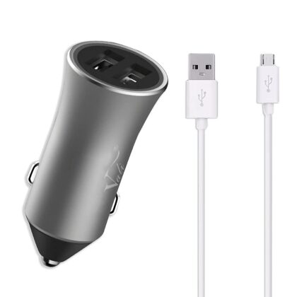 Vali-CC10 2 Port USB Car Charger 3.1A OutPut Fast Charging, Quick Charge with Free Micro USB Cable (Grey)