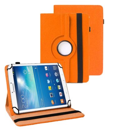 TGK 360 Degree Rotating Universal 3 Camera Hole Leather Stand Case Cover for Samsung Galaxy TAB 3 8.0 SM-T315-Orange