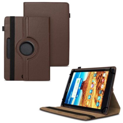TGK 360 Degree Rotating Universal 3 Camera Hole Leather Stand Case Cover for Lenovo S8-50 8 inch Tablet-Brown