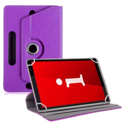 TGK Universal 360 Degree Rotating Leather Rotary Swivel Stand Case Cover for iBall iTAB MovieZ Pro 10.1 inch Tablet – Purple