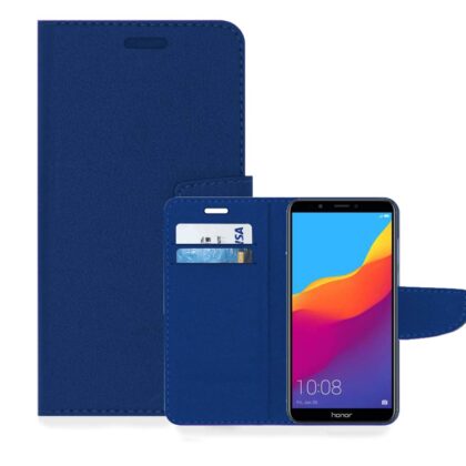 TGK Leather Flip Wallet Case Cover for Honor 7C (Dark Blue)