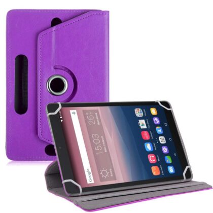 TGK Universal 360 Degree Rotating Leather Rotary Swivel Stand Case Cover for Alcatel One Touch Pixi 3 10 Inch Tablet – Purple