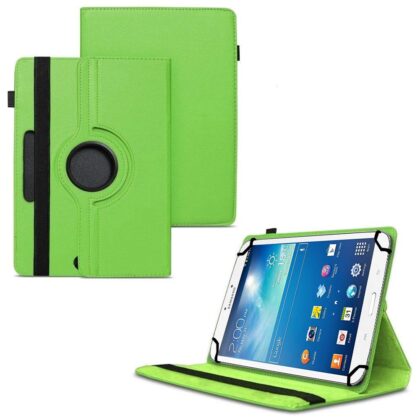TGK 360 Degree Rotating Universal 3 Camera Hole Leather Stand Case Cover for Samsung Galaxy TAB 3 8.0 SM-T315-Green