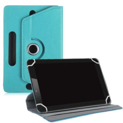 TGK 360 Degree Rotating Leather Rotary Swivel Stand Case Cover for HP Slate 10-Inch Tablet (Sky Blue)
