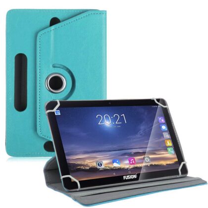 TGK 360 Degree Rotating Leather Rotary Swivel Stand Case Cover for Fusion5 10.1″ 4G Tablet (Sky Blue)