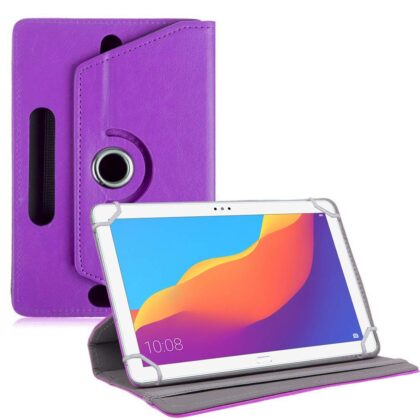 TGK Universal 360 Degree Rotating Leather Rotary Swivel Stand Case Cover for Honor Pad 5 10.1 inch Tablet – Purple