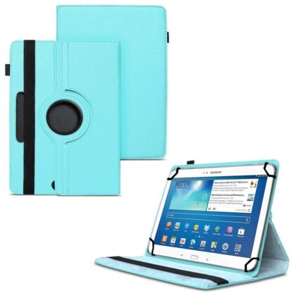 TGK 360 Degree Rotating Universal 3 Camera Hole Leather Stand Case Cover for Samsung Galaxy Tab 3 10.1 inch GT-P5210 GT-P5200 GT-P5220 – Sky Blue