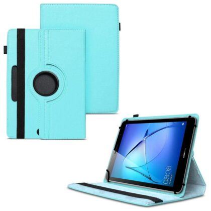 TGK 360 Degree Rotating Universal 3 Camera Hole Leather Stand Case Cover for Huawei MediaPad T3 8 inch Tablet-Sky Blue