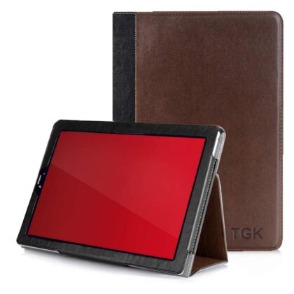 TGK Genuine Leather Ultra Compact Slim Folding Folio Cover Case for iball Avid 8 inch Tablet – Brown