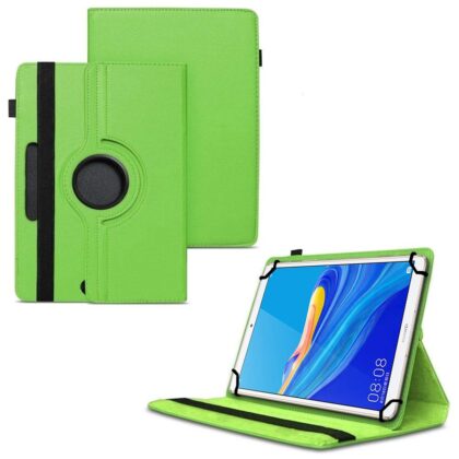 TGK 360 Degree Rotating Universal 3 Camera Hole Leather Stand Case Cover for Huawei Mediapad M6 8.4 – Green