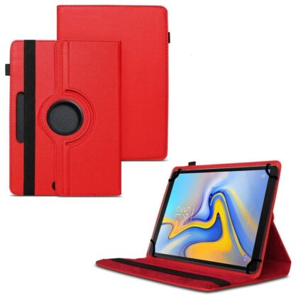 TGK 360 Degree Rotating Universal 3 Camera Hole Leather Stand Case Cover for Samsung Galaxy Tab A 10.5 inch SM-T590 – Red