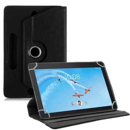 TGK 360 Degree Rotating Leather Rotary Swivel Stand Case Cover for Lenovo Tab E10 TB-X104F 10.1 inch (Black)