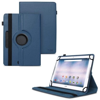 TGK 360 Degree Rotating Universal 3 Camera Hole Leather Stand Case Cover for Acer ONE 10 T4-129L Tablet 10 inch – Dark Blue