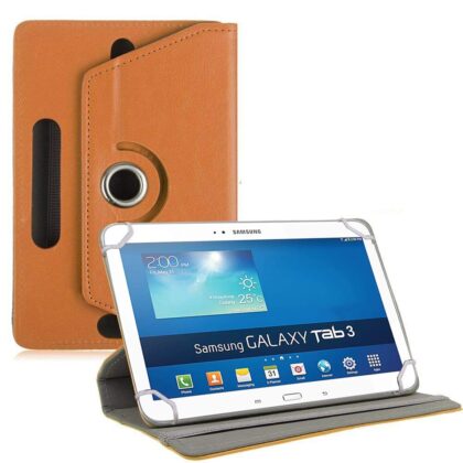 TGK Universal 360 Degree Rotating Leather Rotary Swivel Stand Case Cover for Samsung Galaxy Tab 3 10.1 P5220 (Orange)