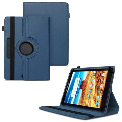 TGK 360 Degree Rotating Universal 3 Camera Hole Leather Stand Case Cover for Lenovo S8-50 8 inch Tablet-Dark Blue