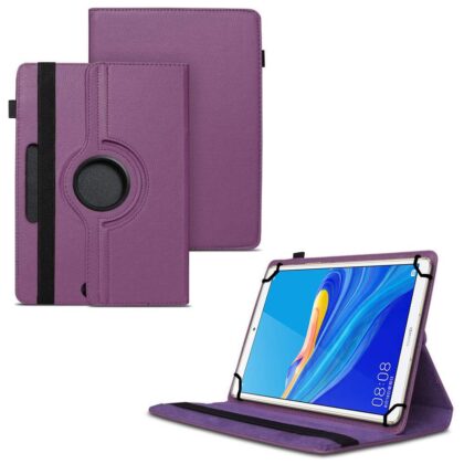 TGK 360 Degree Rotating Universal 3 Camera Hole Leather Stand Case Cover for Huawei Mediapad M6 8.4 – Purple