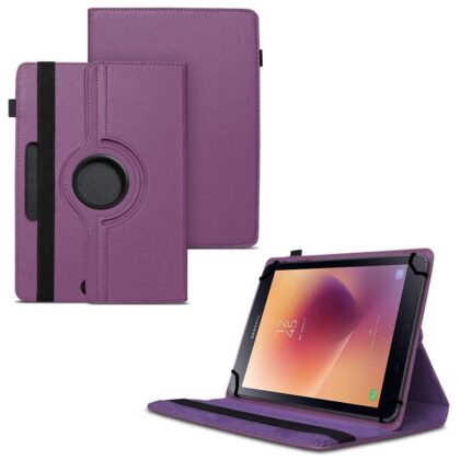TGK 360 Degree Rotating Universal 3 Camera Hole Leather Stand Case Cover for Samsung Galaxy Tab A 2017 SM-T385NZKAINS Tablet (8 inch)-Purple