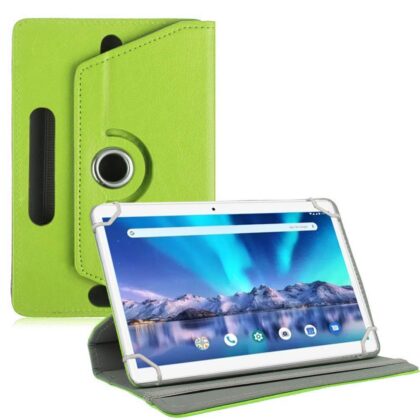 TGK Universal 360 Degree Rotating Leather Rotary Swivel Stand Case Cover for Lava Magnum-XL 10.1 inch Tablet – Green
