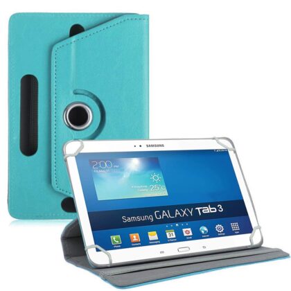 TGK 360 Degree Rotating Leather Rotary Swivel Stand Case Cover for Samsung Galaxy Tab 3 P5200 10.1 Inch (Sky Blue)