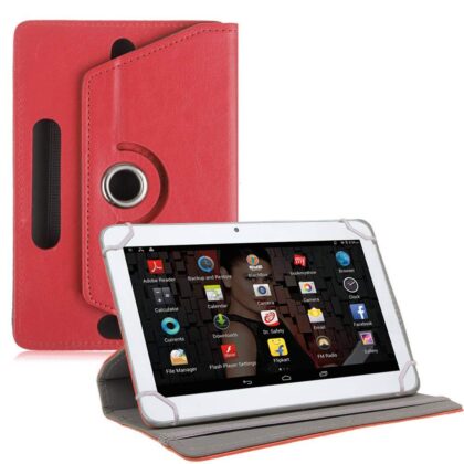 TGK Universal 360 Degree Rotating Leather Rotary Swivel Stand Case Cover for Iball Slide 3G 1026-Q18 (10.1 inch) Tablet – Red