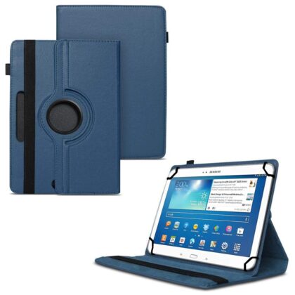 TGK 360 Degree Rotating Universal 3 Camera Hole Leather Stand Case Cover for Samsung Galaxy Tab 3 10.1 inch GT-P5210 GT-P5200 GT-P5220 – Dark Blue