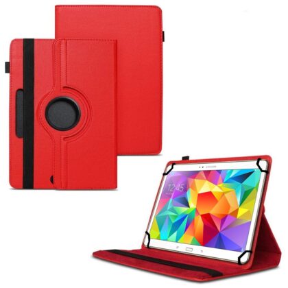 TGK 360 Degree Rotating Universal 3 Camera Hole Leather Stand Case Cover for Samsung Galaxy Tab S 10.5 inch T800, T805, T801 – Red