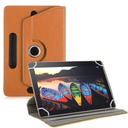 TGK 360 Degree Rotating Leather Rotary Swivel Stand Case Cover for Lenovo Tab 3 10 Business TB3-X70L (Orange)