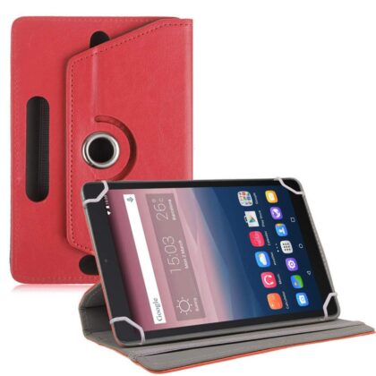 TGK Universal 360 Degree Rotating Leather Rotary Swivel Stand Case Cover for Alcatel One Touch Pixi 3 10 Inch Tablet – Red
