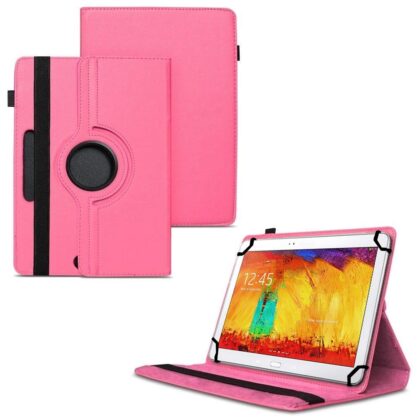 TGK 360 Degree Rotating Universal 3 Camera Hole Leather Stand Case Cover for Samsung Galaxy Note 10.1 Edtion 2014 Sm-P6000 Sm-P6010 Sm-P6050 Sm-P600 Sm-P601 Sm-P605-Hot Pink