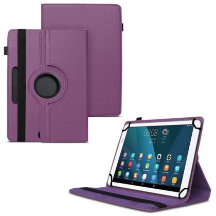 TGK 360 Degree Rotating Universal 3 Camera Hole Leather Stand Case Cover for Huawei MediaPad 10 T1 Tablet 10.1 inch – Purple