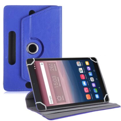 TGK Universal 360 Degree Rotating Leather Rotary Swivel Stand Case Cover for Alcatel One Touch Pixi 3 10 Inch Tablet – Dark Blue