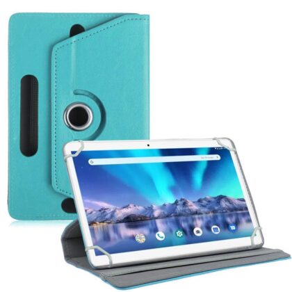 TGK Universal 360 Degree Rotating Leather Rotary Swivel Stand Case Cover for Lava Magnum-XL 10.1 inch Tablet – Sky Blue