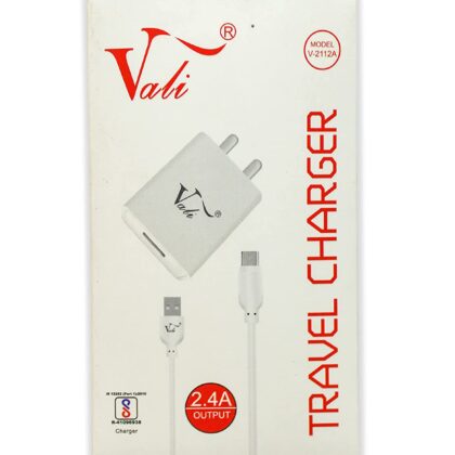 Vali-V-2112A Travel Charger 5V Adapter with Micro USB Cable (White)