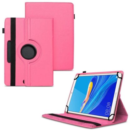 TGK 360 Degree Rotating Universal 3 Camera Hole Leather Stand Case Cover for Huawei Mediapad M6 8.4 – Hot Pink