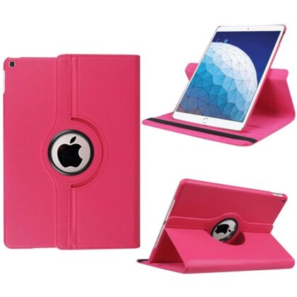 TGK 360 Degree Rotating Auto Sleep Wake Function Leather Smart Case For iPad Air 3 10.5 Cover, Air 3rd Generation Model – A2152 A2123 A2153 A2154 – Pink