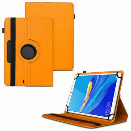 TGK 360 Degree Rotating Universal 3 Camera Hole Leather Stand Case Cover for Huawei Mediapad M6 8.4 – Orange