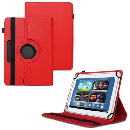 TGK 360 Degree Rotating Universal 3 Camera Hole Leather Stand Case Cover for Samsung Galaxy Note 10.1 GT-N8000 GT-N8010 GT-N8020 GT-N800-Red