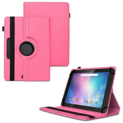 TGK 360 Degree Rotating Universal 3 Camera Hole Leather Stand Case Cover for Lenovo Tab TB2-X30F 10.1 inch – Hot Pink