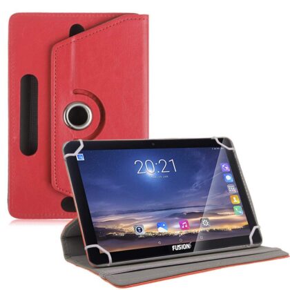 TGK 360 Degree Rotating Leather Rotary Swivel Stand Case Cover for Fusion5 10.1″ 4G Tablet (Red)