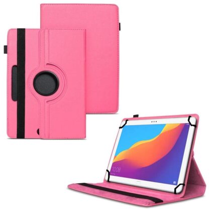 TGK 360 Degree Rotating Universal 3 Camera Hole Leather Stand Case Cover for Honor Pad 5 10.1 inch Tablet-Hot Pink