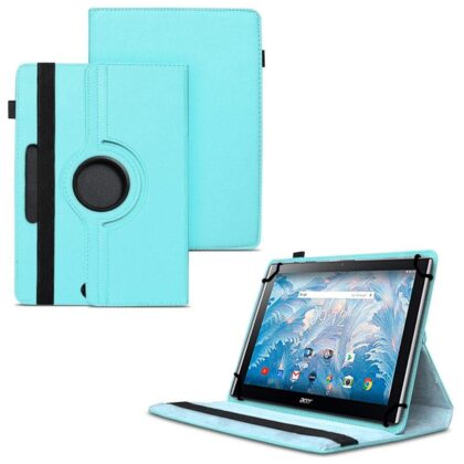 TGK 360 Degree Rotating Universal 3 Camera Hole Leather Stand Case Cover for Acer Iconia One 10 B3-A40 Tablet (10.1) – Sky Blue