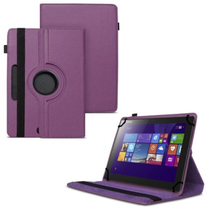 TGK 360 Degree Rotating Universal 3 Camera Hole Leather Stand Case Cover for Lenovo Ideatab MIIX 3-1030 Tablet PC 10.1 Inch – Purple