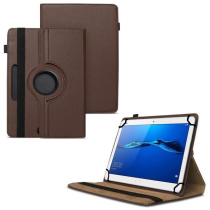 TGK 360 Degree Rotating Universal 3 Camera Hole Leather Stand Case Cover for Huawei MediaPad M3 Lite 10″ Tablet – Brown
