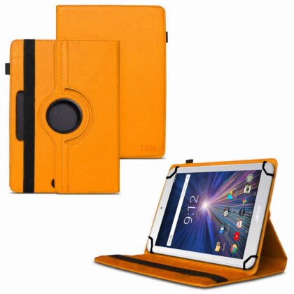 TGK 360 Degree Rotating Universal 3 Camera Hole Leather Stand Case Cover for Acer Iconia One 8 B1-870 Tablet 8 inch – Orange