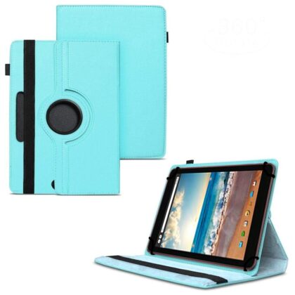 TGK 360 Degree Rotating Universal 3 Camera Hole Leather Stand Case Cover for Dell Venue 8 Tablet (8 inch)-Sky Blue