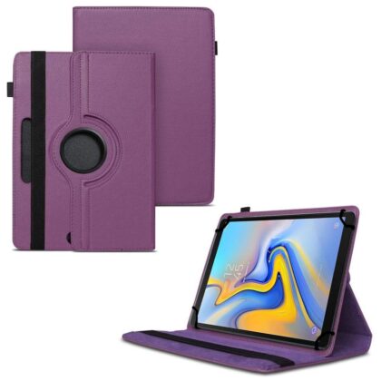 TGK 360 Degree Rotating Universal 3 Camera Hole Leather Stand Case Cover for Samsung Galaxy Tab A 10.5 inch SM-T590 – Purple